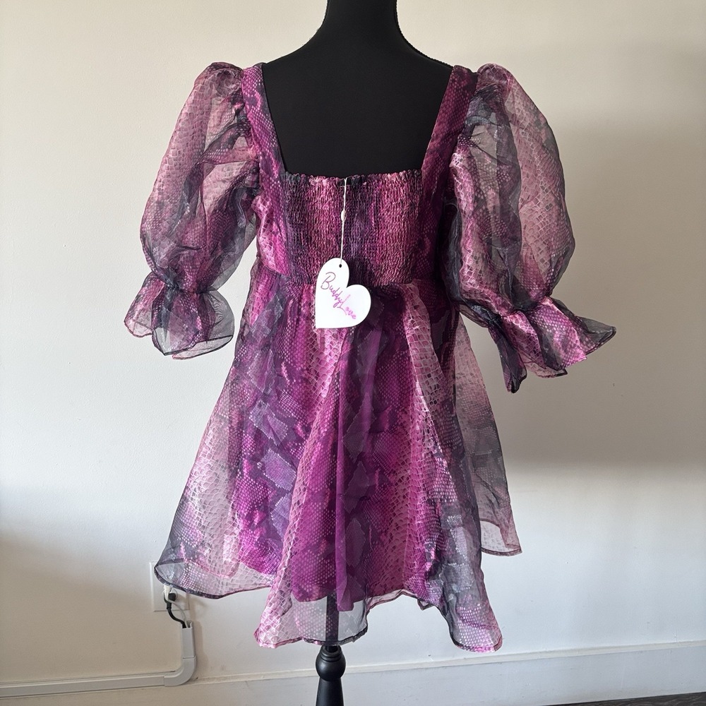 Buddy Love Women's Sz M Betsy Puff Sleeve Babydoll Dress Preppy Country Glam NWT - Picture 10 of 15
